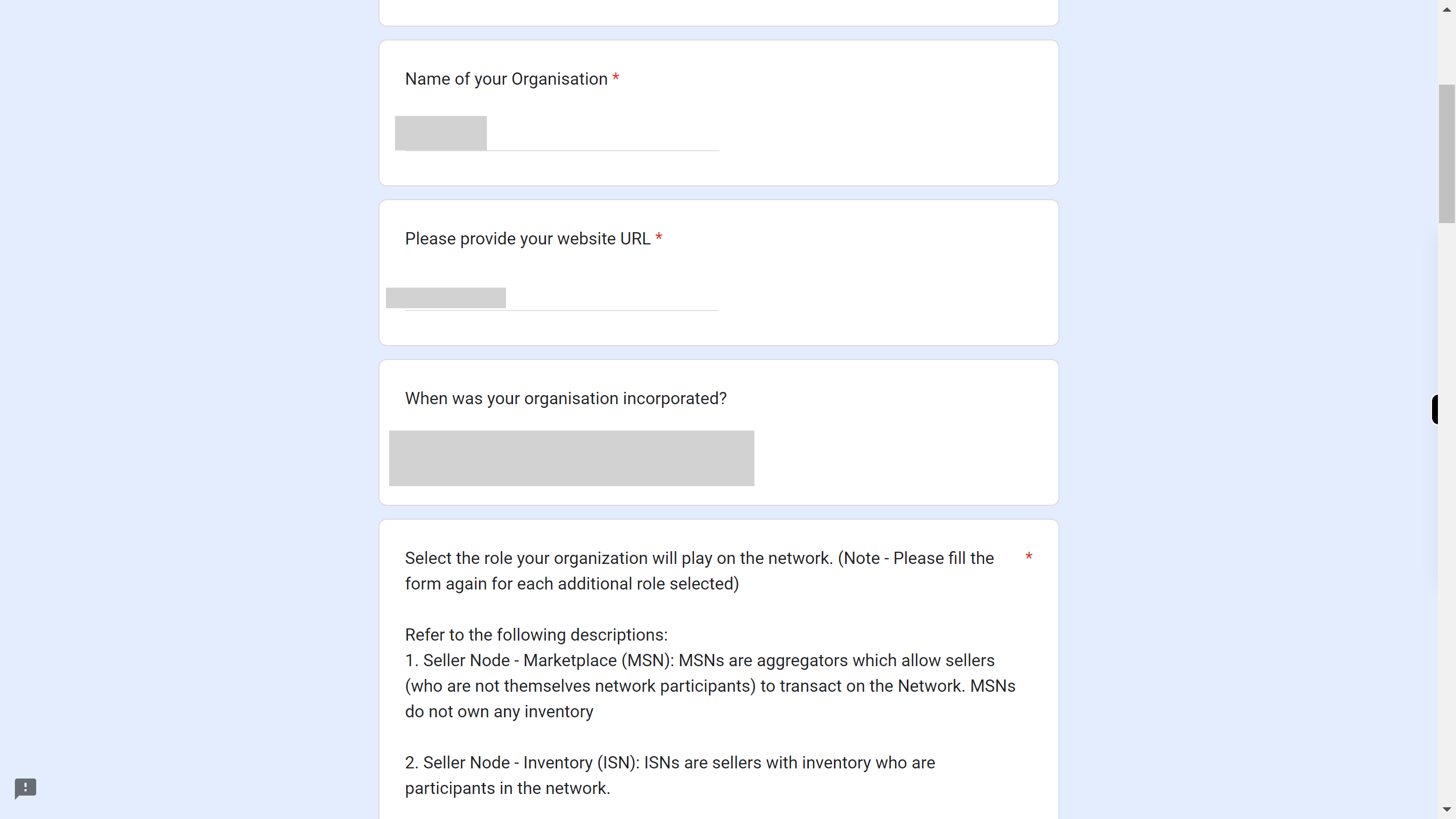 Network Participant Profile Form