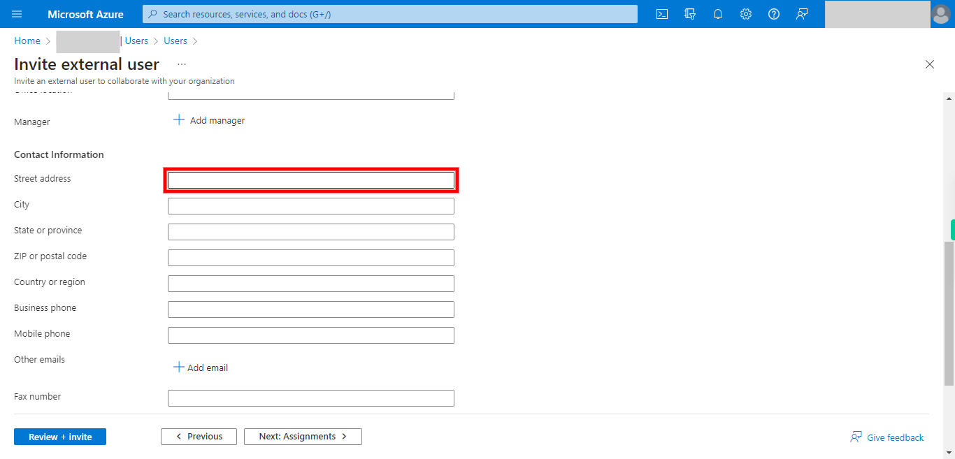 Invite external user - Microsoft Azure