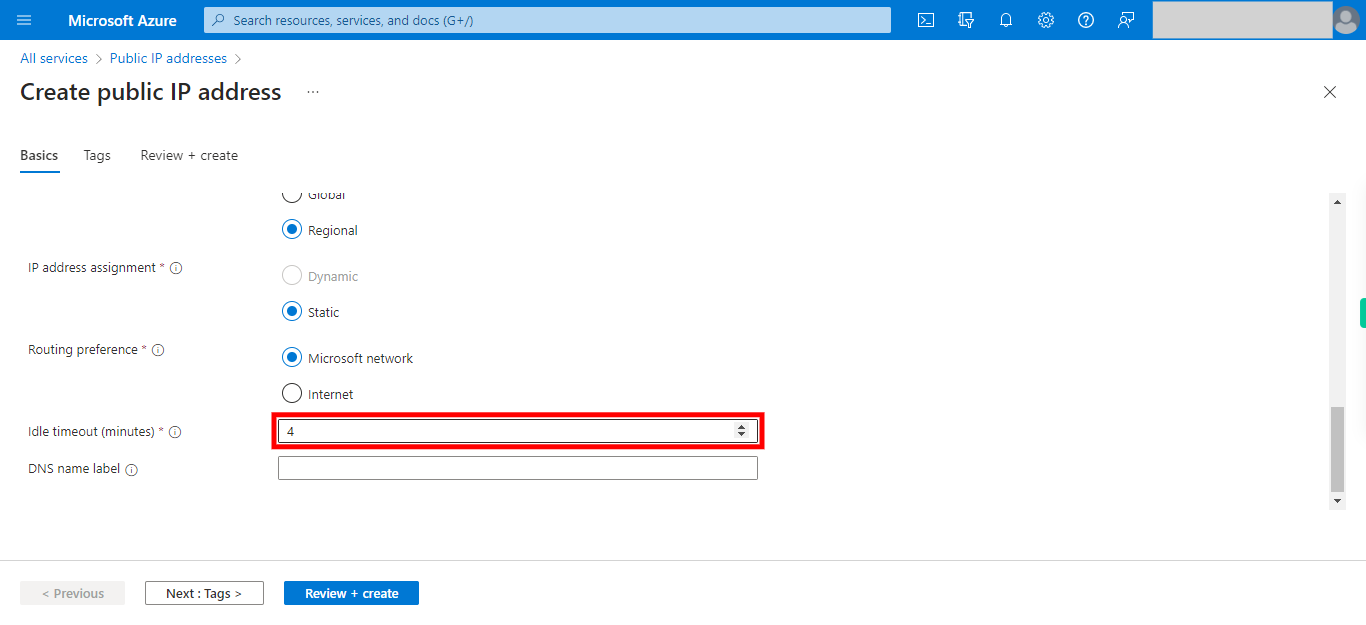 Create public IP address - Microsoft Azure