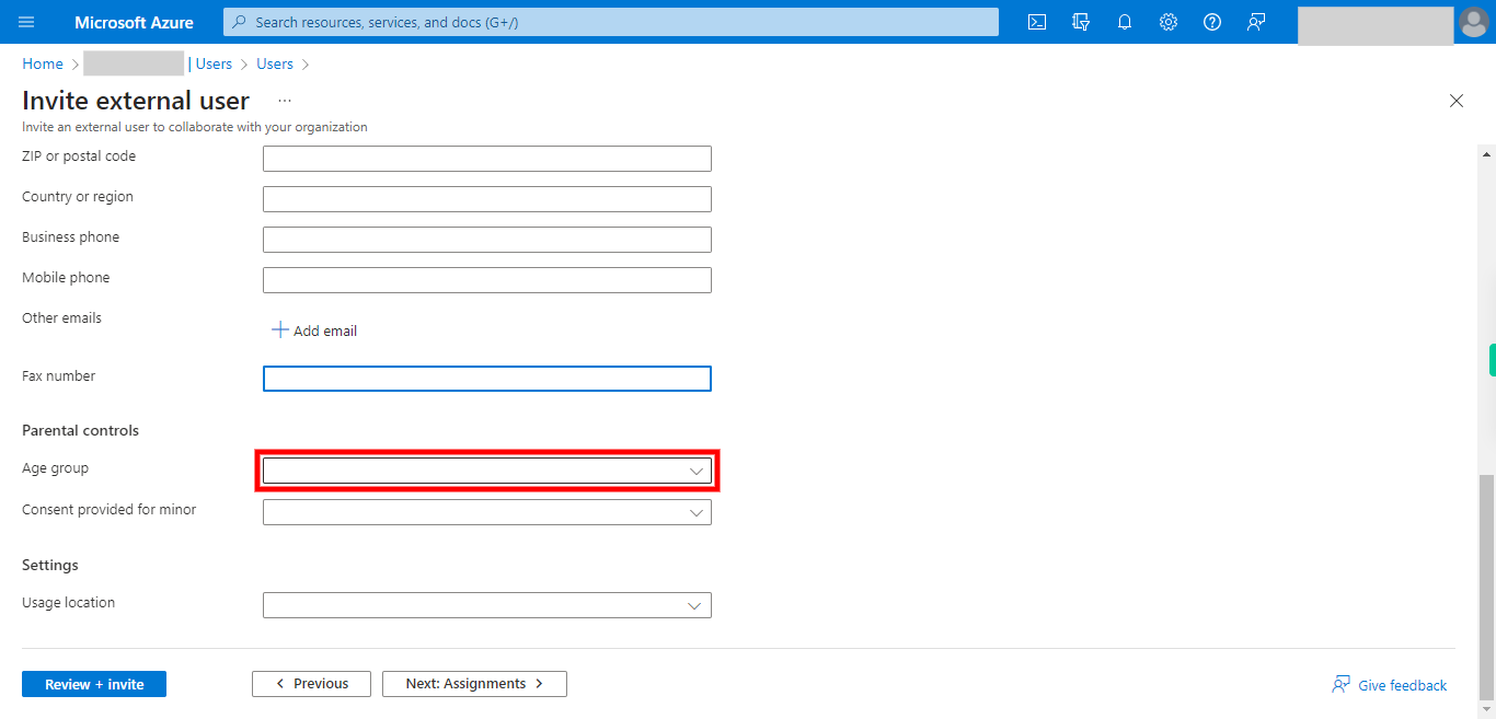 Invite external user - Microsoft Azure