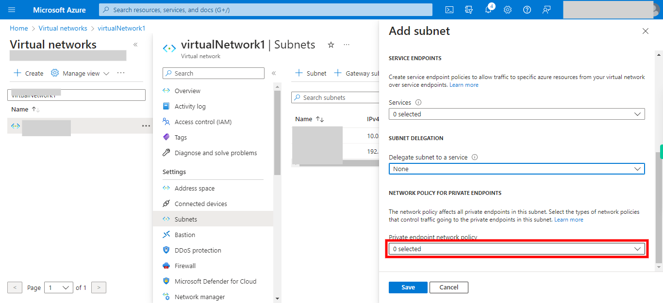 Add subnet - Microsoft Azure