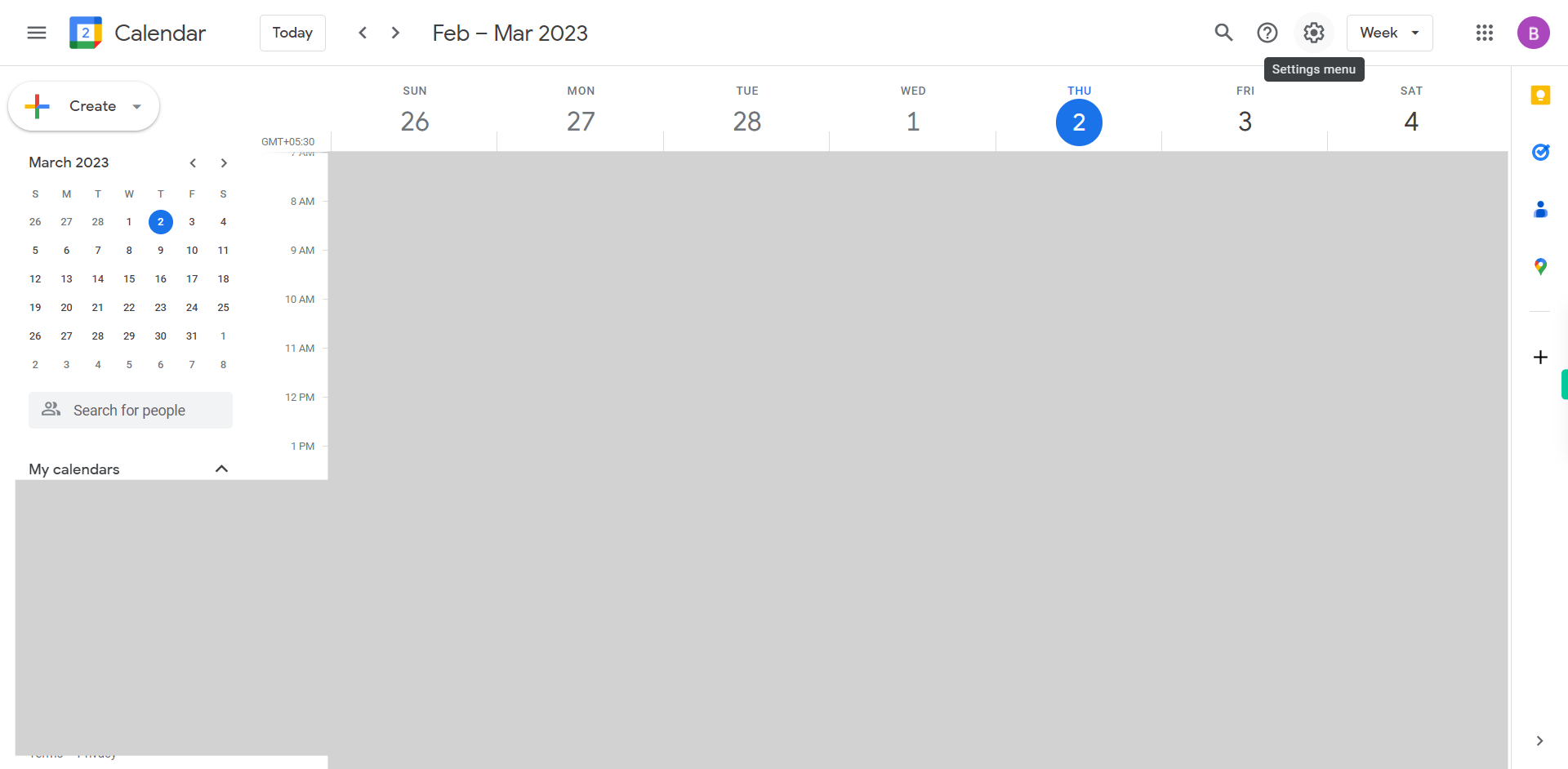 Google Calendar - Week of February 26, 2023