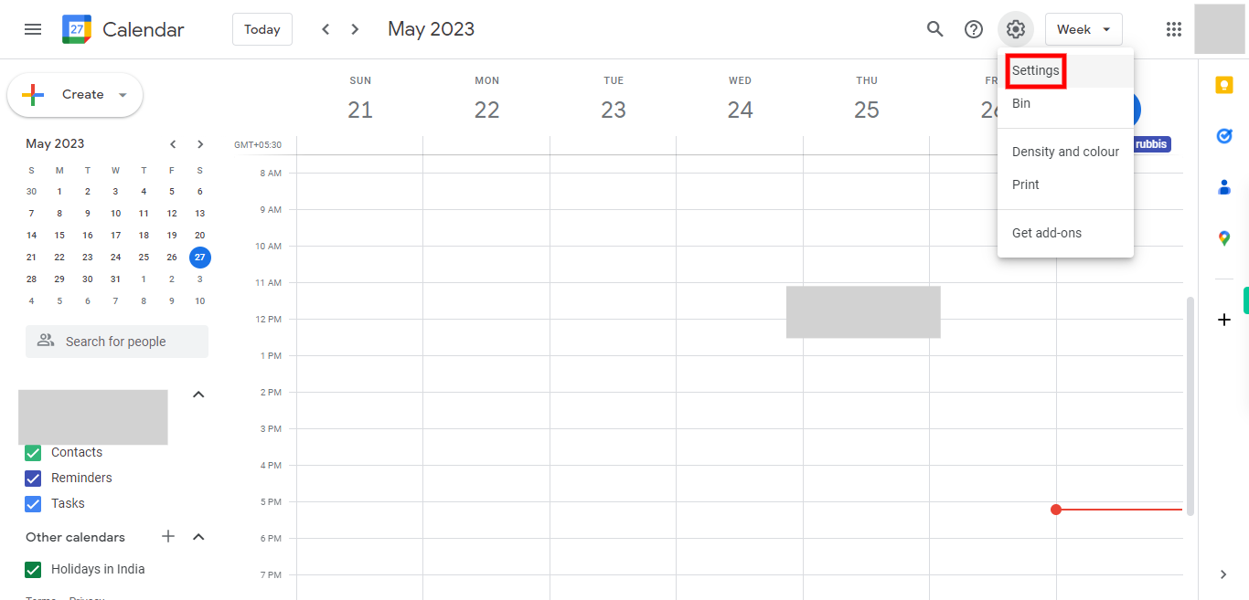 Google Calendar - Week of 21 May 2023