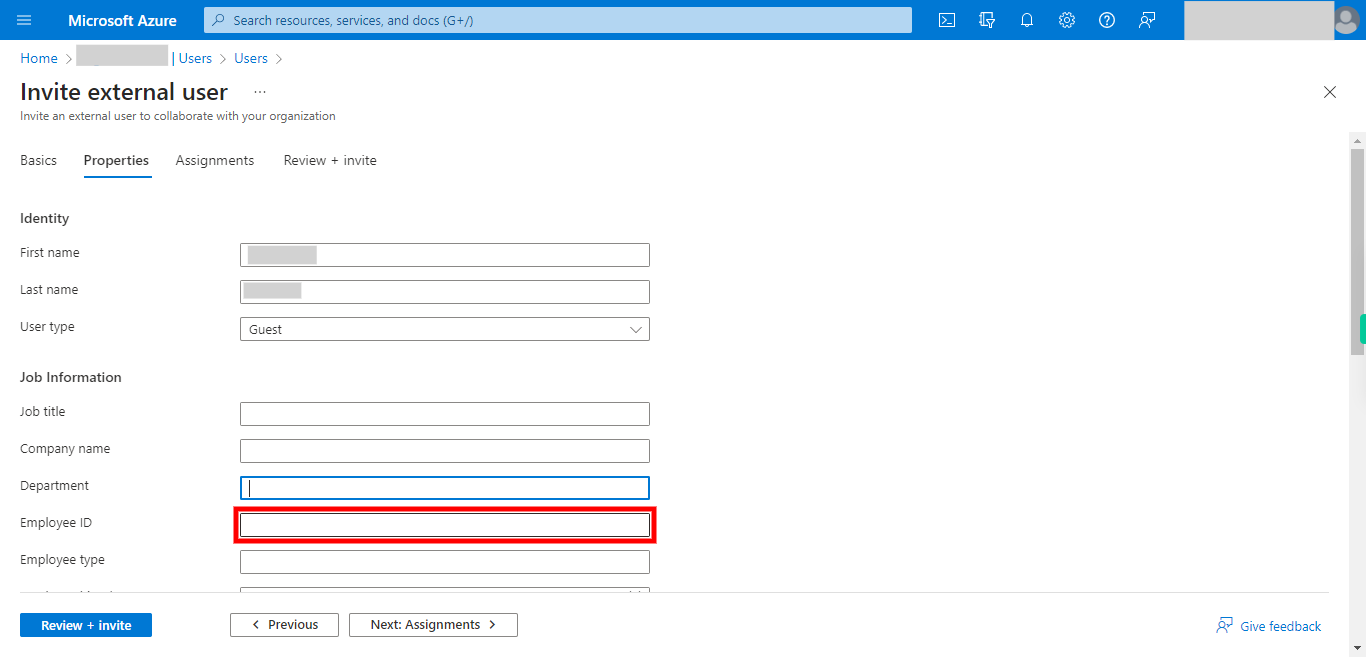 Invite external user - Microsoft Azure