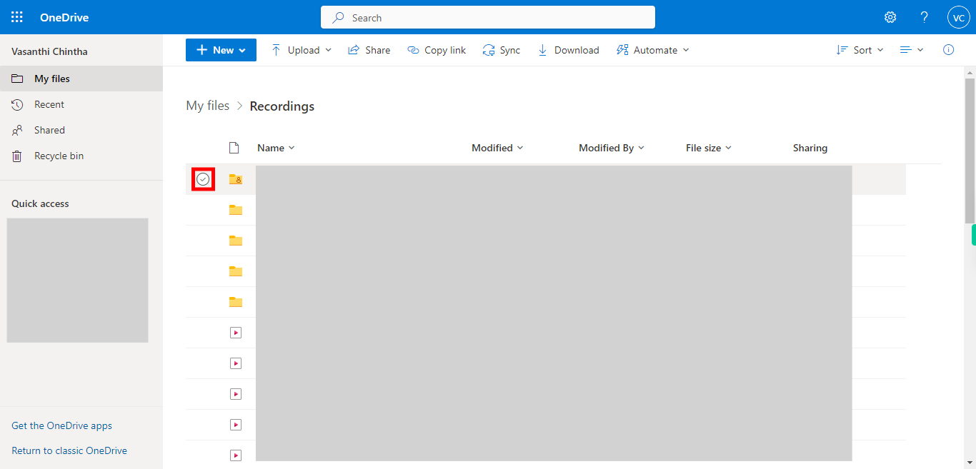 Recordings - OneDrive