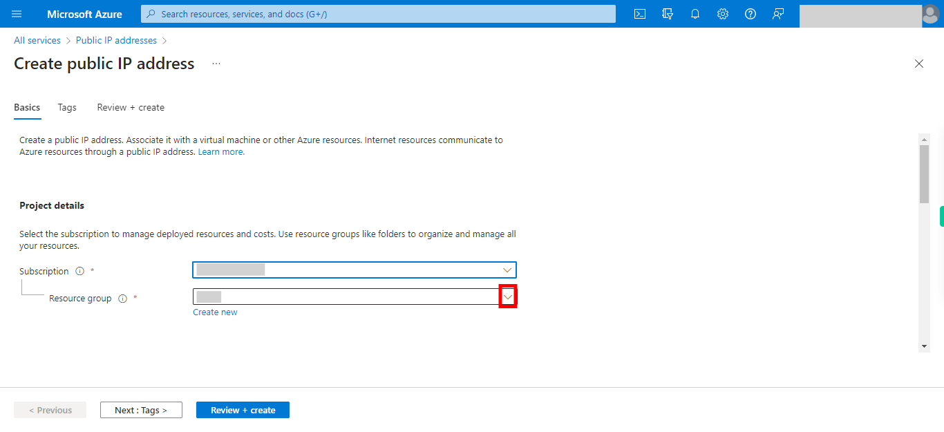 Create public IP address - Microsoft Azure