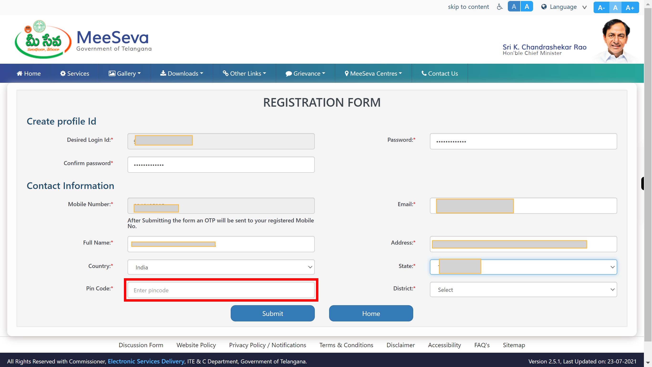 Welcome to Telangana MeeSeva Portal...