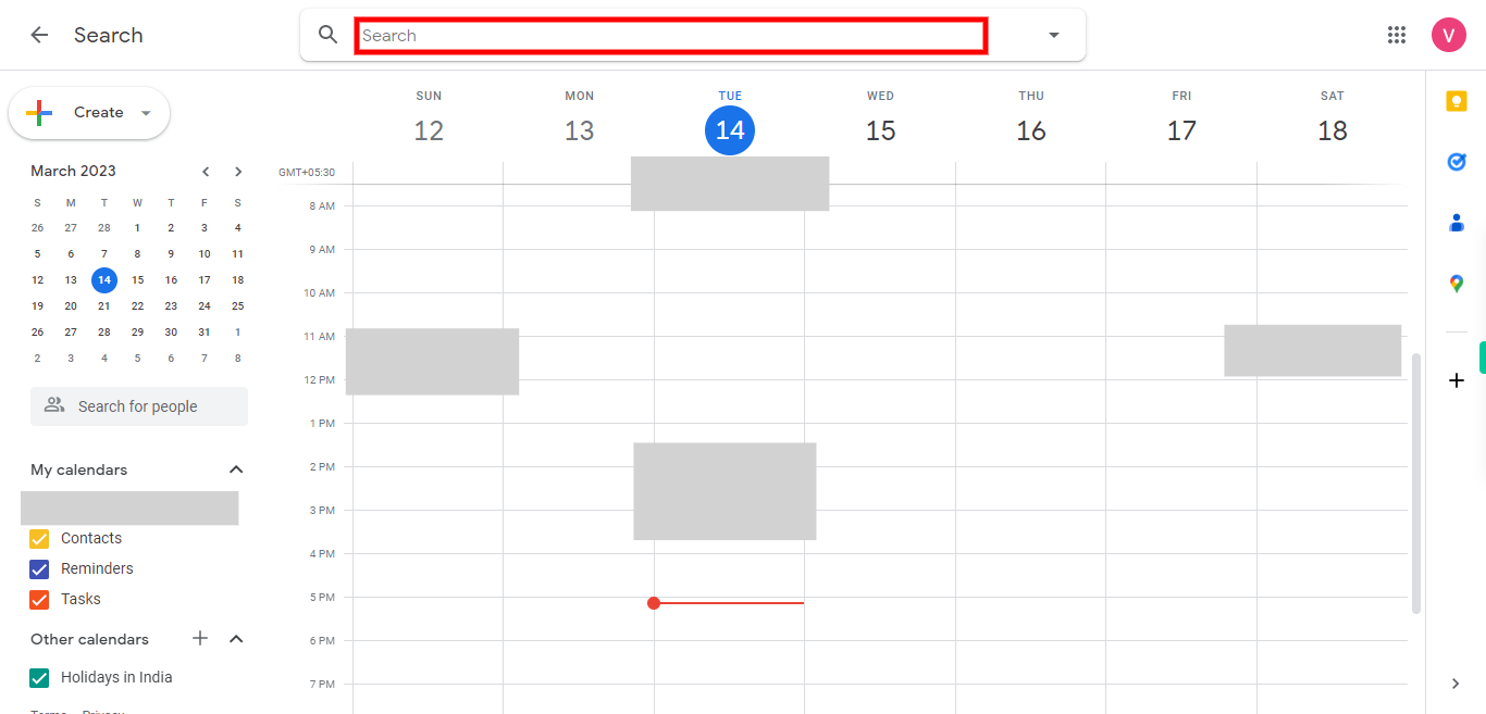 Google Calendar - Week of March 12, 2023