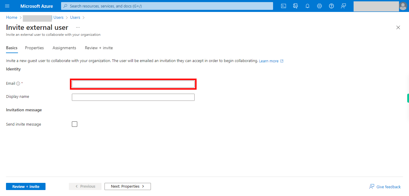 Invite external user - Microsoft Azure
