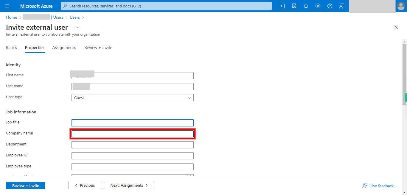 Invite external user - Microsoft Azure