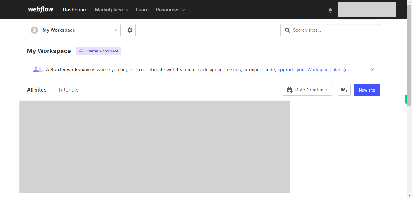My Workspace Sites - Webflow