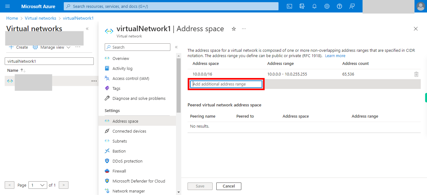 virtualNetwork1 - Microsoft Azure