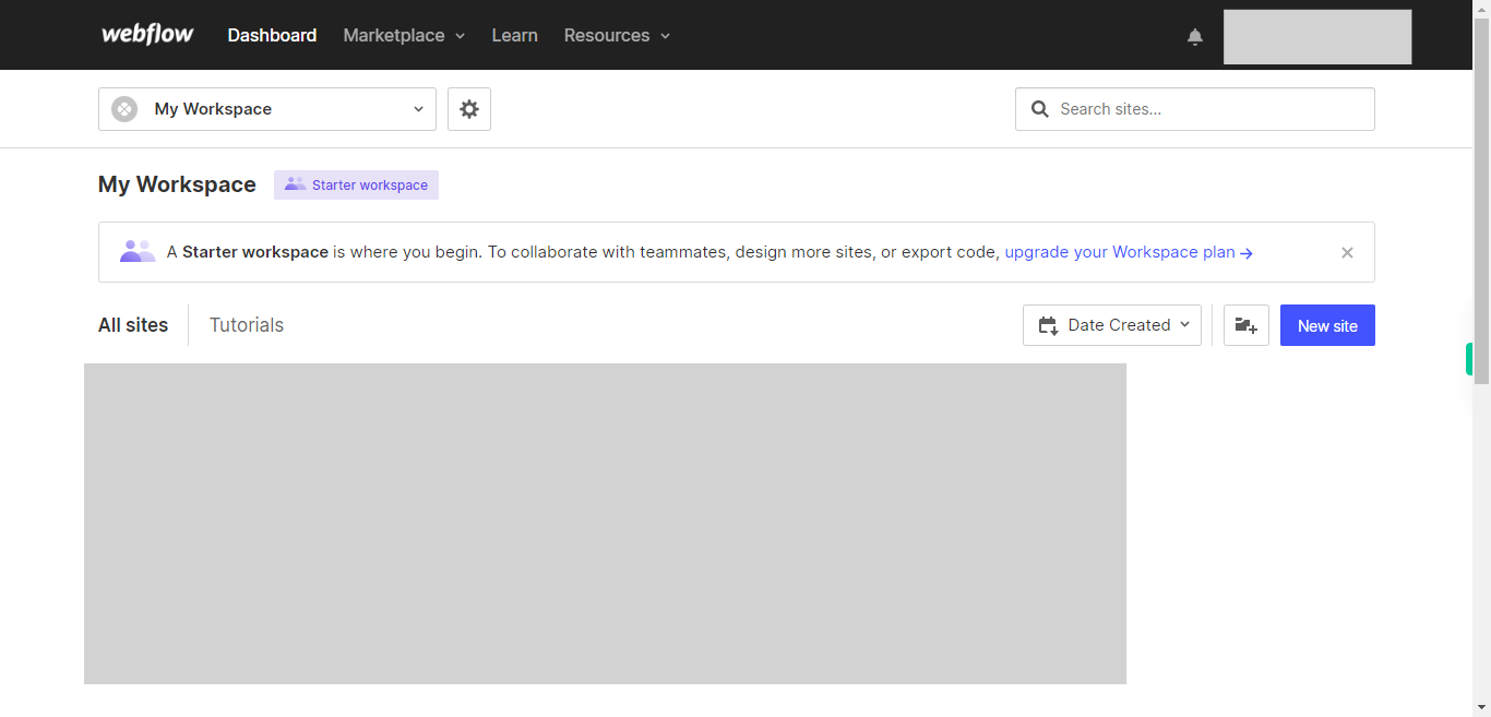 My Workspace Sites - Webflow