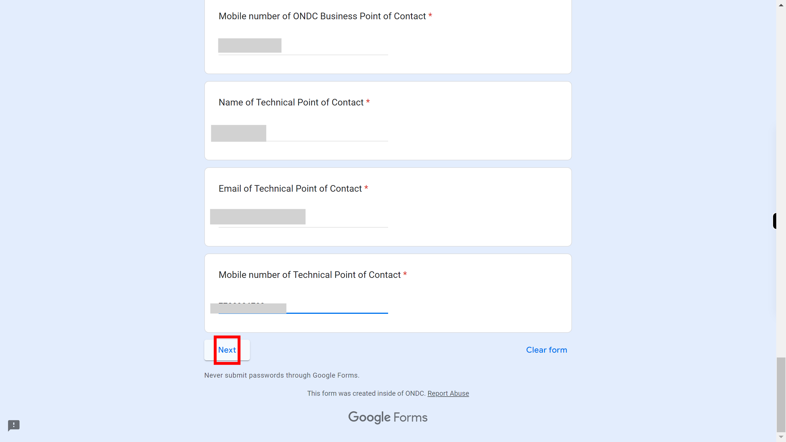 Network Participant Profile Form