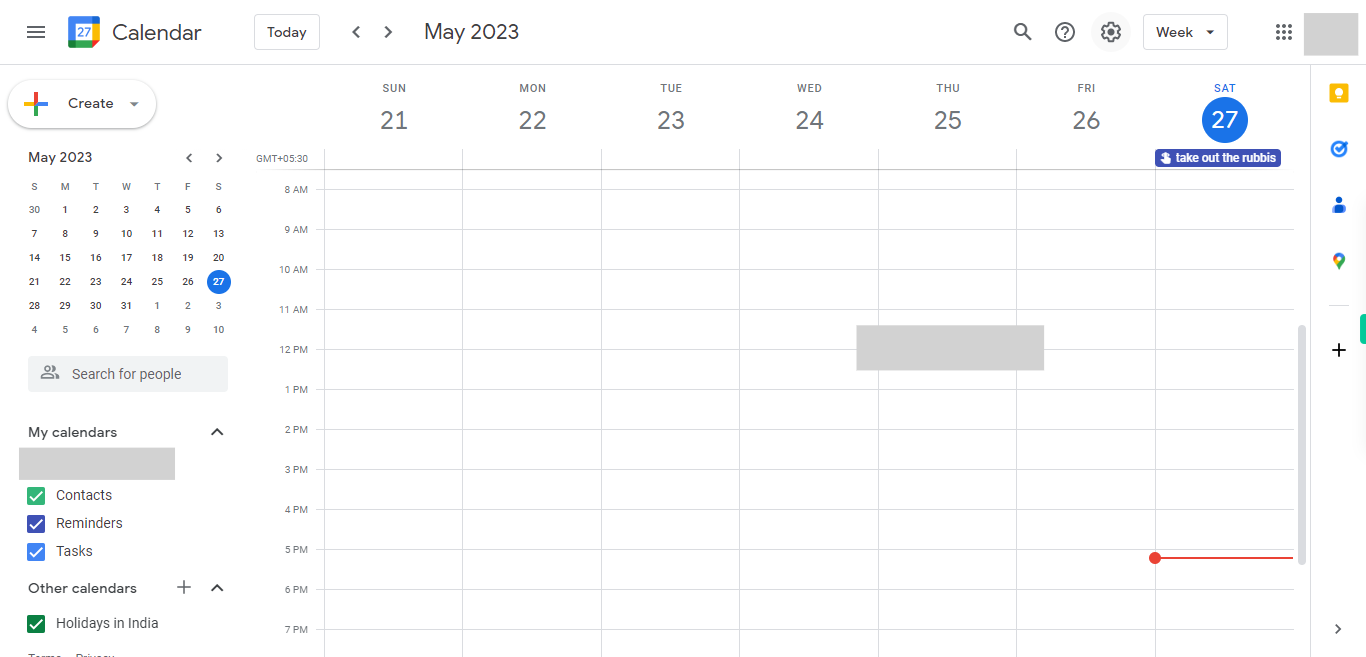 Google Calendar - Week of 21 May 2023