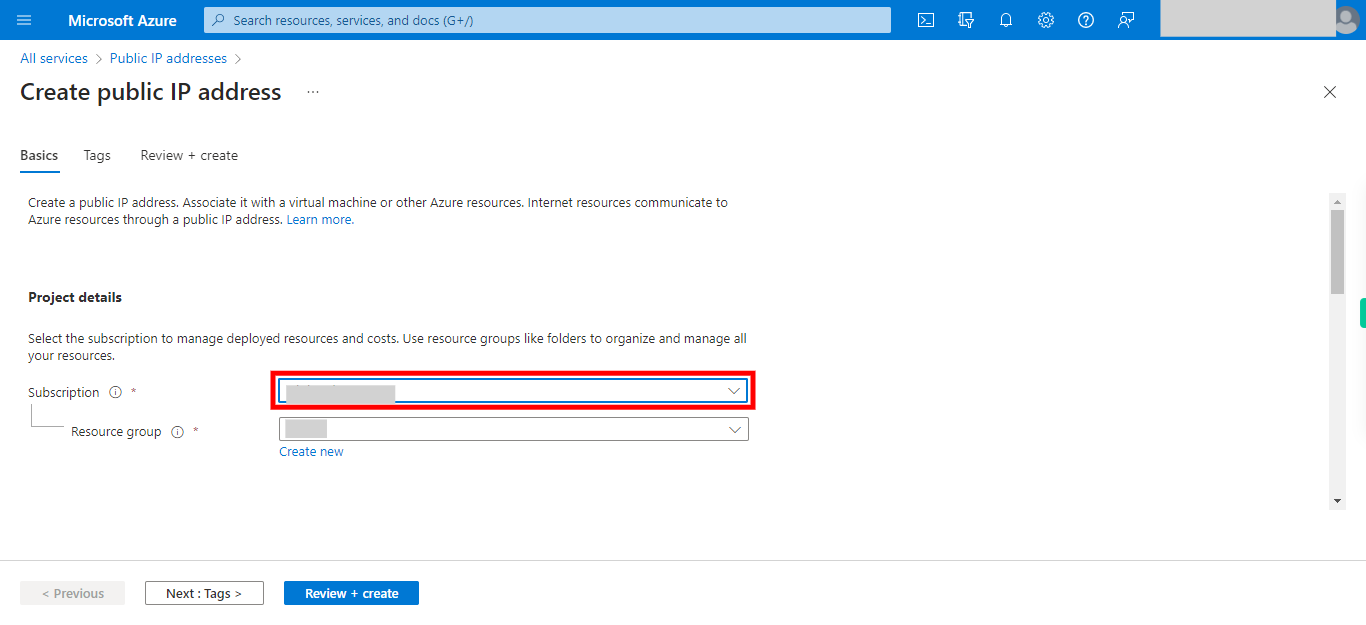 Create public IP address - Microsoft Azure