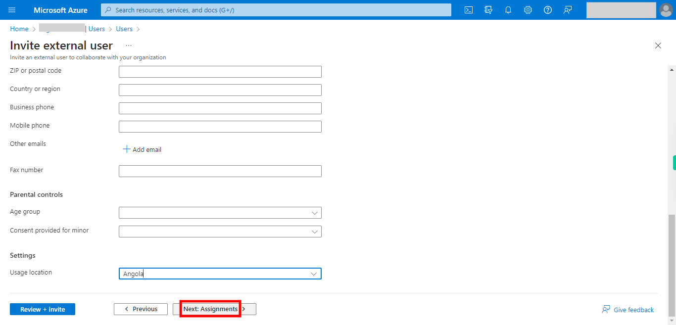 Invite external user - Microsoft Azure