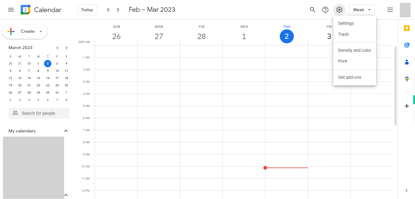 Google Calendar - Week of February 26, 2023