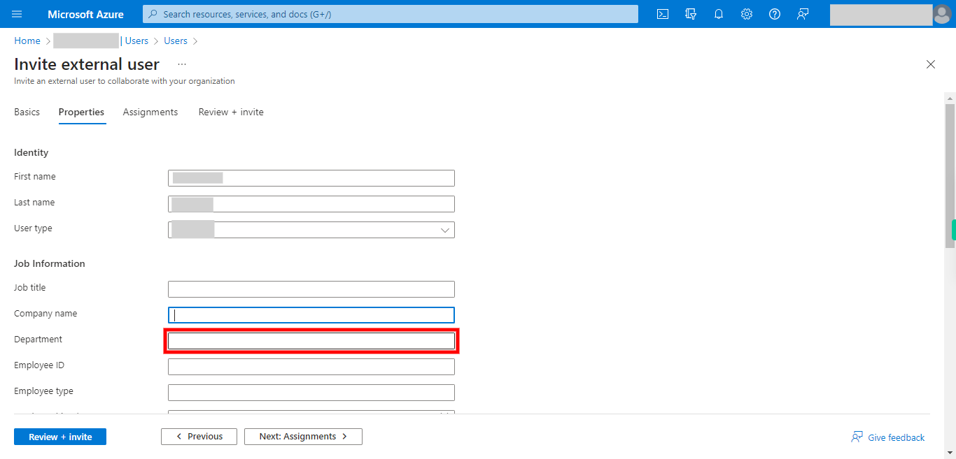 Invite external user - Microsoft Azure