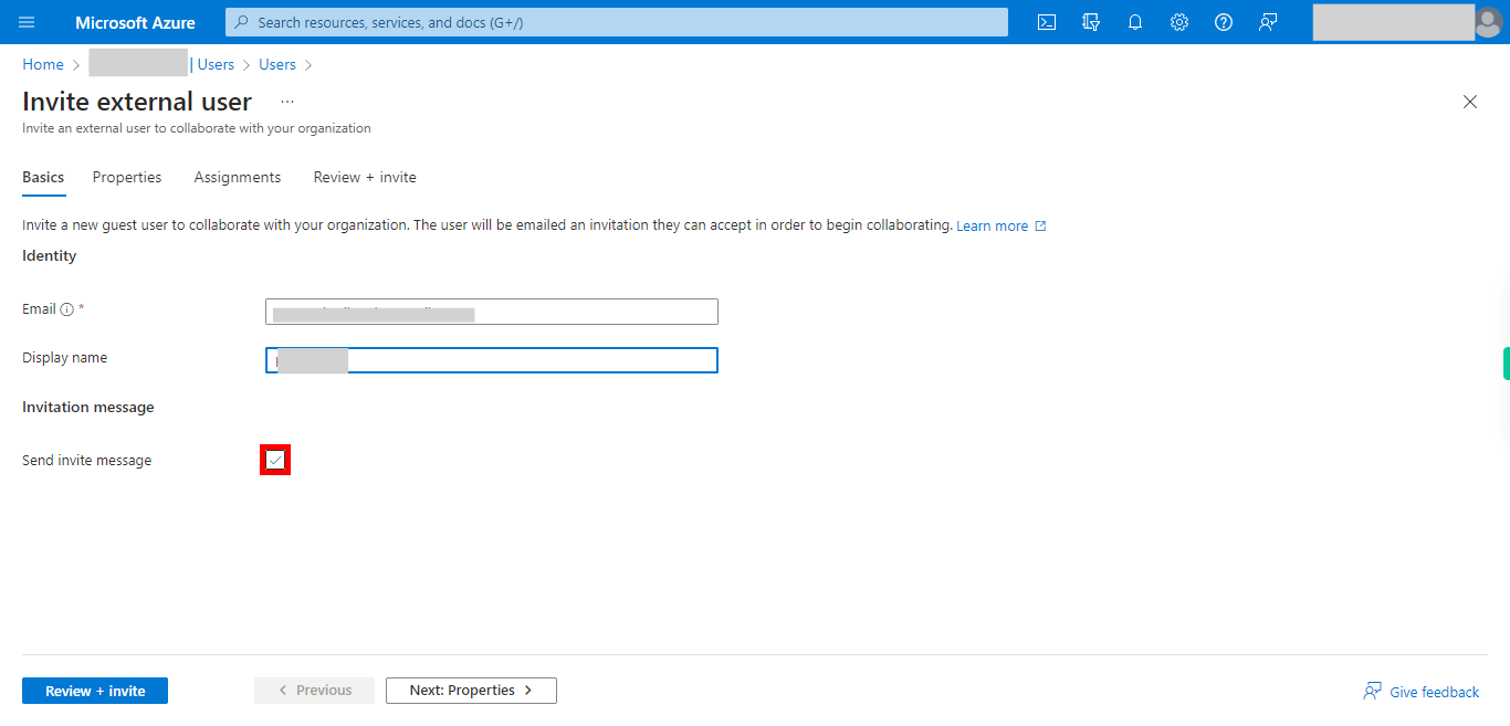 Invite external user - Microsoft Azure