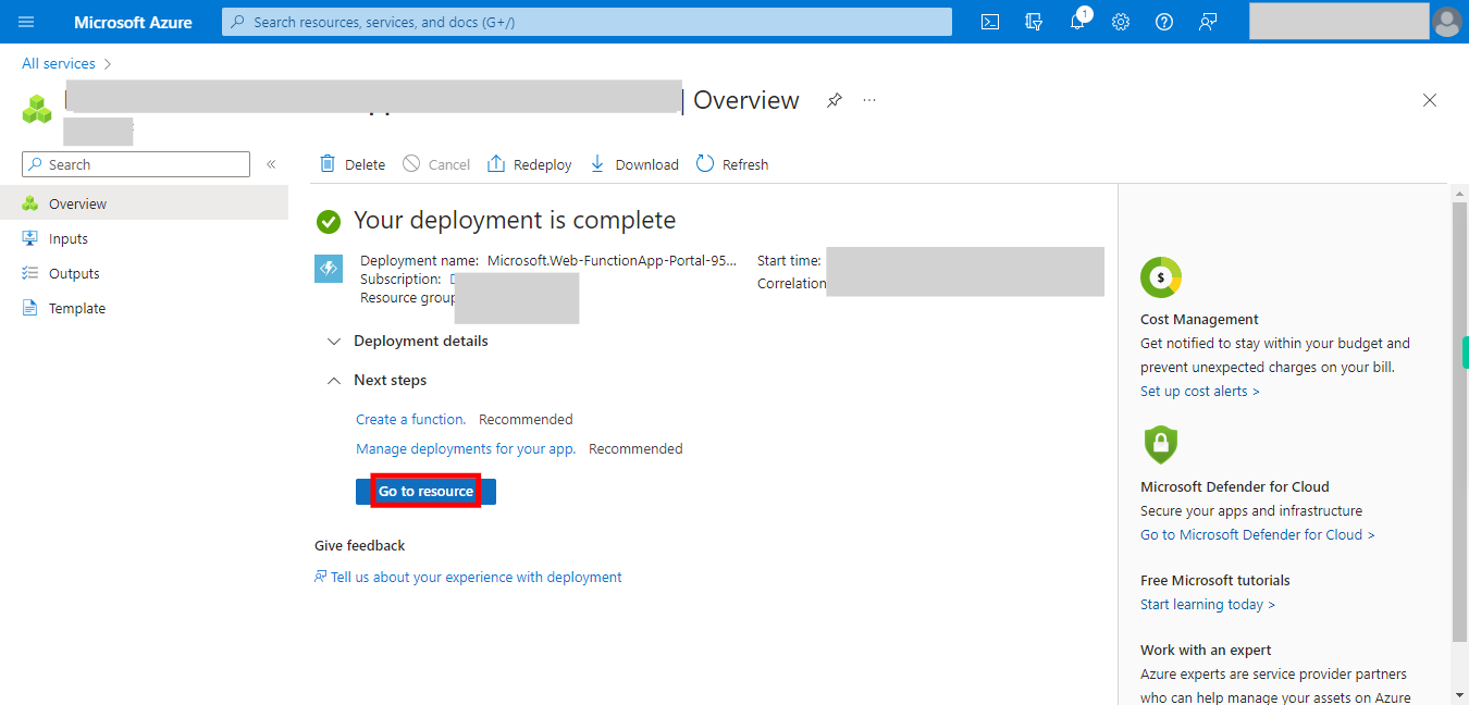 Microsoft.Web-FunctionApp-Portal-95d79660-8312 - Microsoft Azure