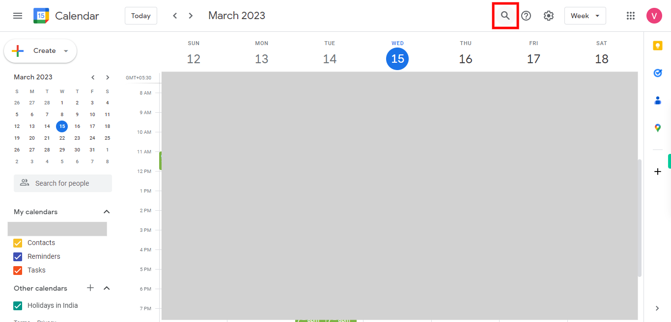 Google Calendar - Week of March 12, 2023