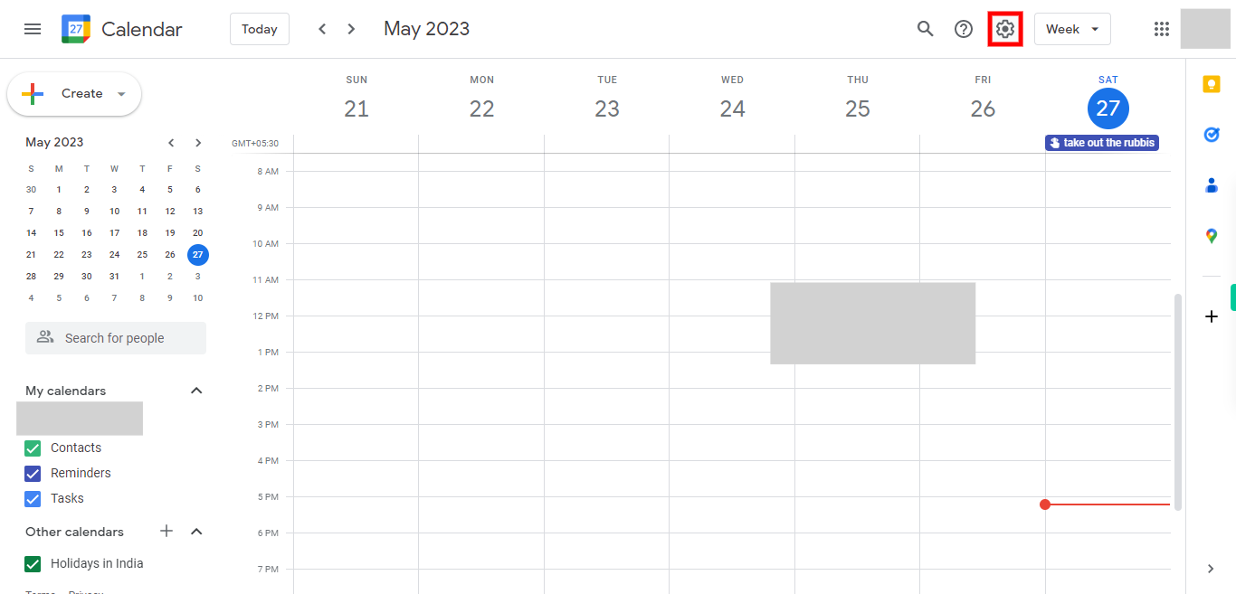 Google Calendar - Week of 21 May 2023